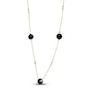 Thumbnail Image 1 of Natural Black Onyx Bead & Diamond Station Necklace 1/4 ct tw 14K Yellow Gold 24"