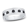 Thumbnail Image 1 of Men's Certified Black & White Diamond Wedding Band 1 ct tw 14K White Gold