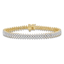 Diamond Three-Row Tennis Bracelet 5 ct tw 14K Yellow Gold 7&quot;