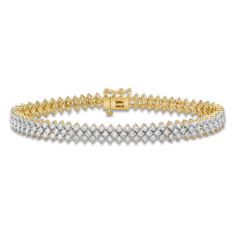 Main Image 1 of Diamond Three-Row Tennis Bracelet 5 ct tw 14K Yellow Gold 7&quot;