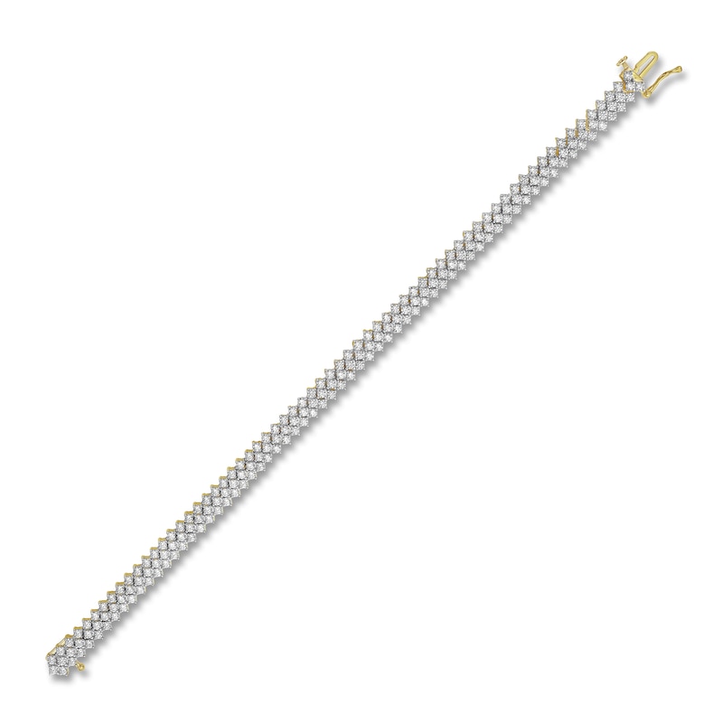 Main Image 2 of Diamond Three-Row Tennis Bracelet 5 ct tw 14K Yellow Gold 7&quot;