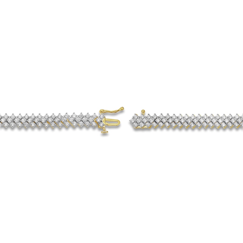 Main Image 3 of Diamond Three-Row Tennis Bracelet 5 ct tw 14K Yellow Gold 7&quot;