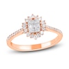 Thumbnail Image 0 of Baguette & Round-Cut Multi-Diamond Starburst Halo Promise Ring 1/3 ct tw 10K Rose Gold