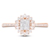 Thumbnail Image 2 of Baguette & Round-Cut Multi-Diamond Starburst Halo Promise Ring 1/3 ct tw 10K Rose Gold