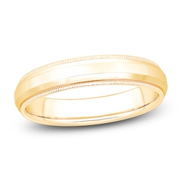 Men's Polished Milgrain Wedding Band 14K Yellow Gold 4.3mm