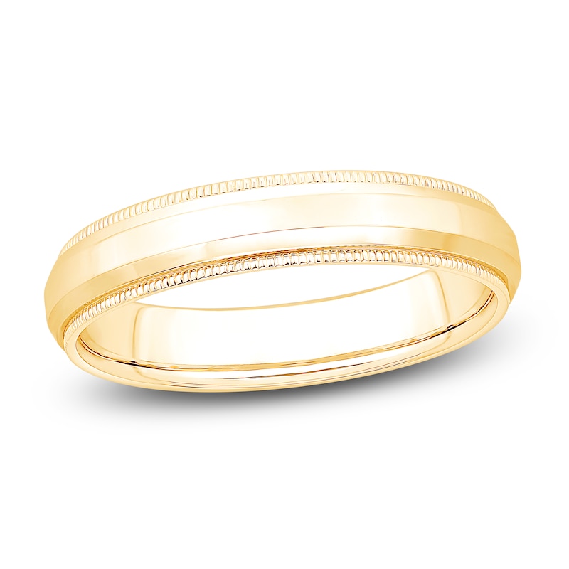 Main Image 1 of Men's Polished Milgrain Wedding Band 14K Yellow Gold 4.3mm