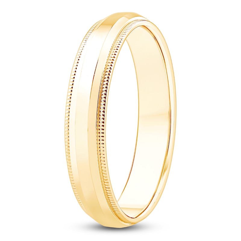 Main Image 2 of Men's Polished Milgrain Wedding Band 14K Yellow Gold 4.3mm