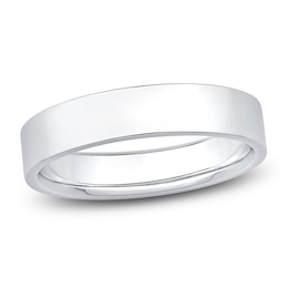 Flat Wedding Band 14K White Gold 4mm