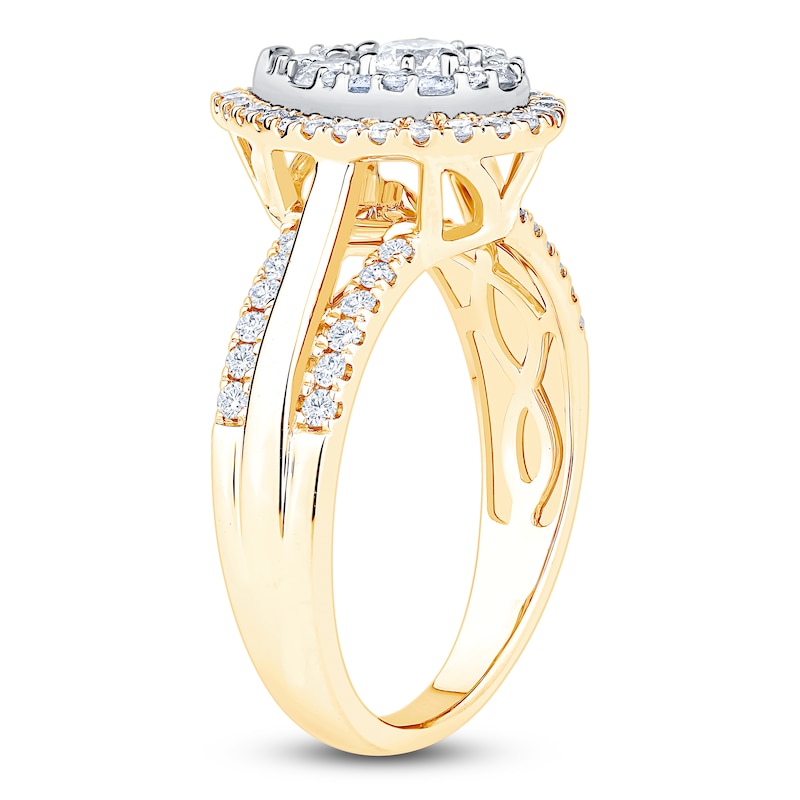 Brilliant Moments Multi-Diamond Pear Halo Engagement Ring 1 ct tw 14K Yellow Gold