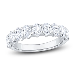 Certified Oval-Cut Diamond Anniversary Ring 1-3/4 ct tw 18K White Gold