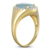 Thumbnail Image 2 of Oval-Cut Natural Milky Aquamarine & Diamond Halo Ring 1/4 ct tw 14K Yellow Gold