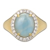 Thumbnail Image 3 of Oval-Cut Natural Milky Aquamarine & Diamond Halo Ring 1/4 ct tw 14K Yellow Gold