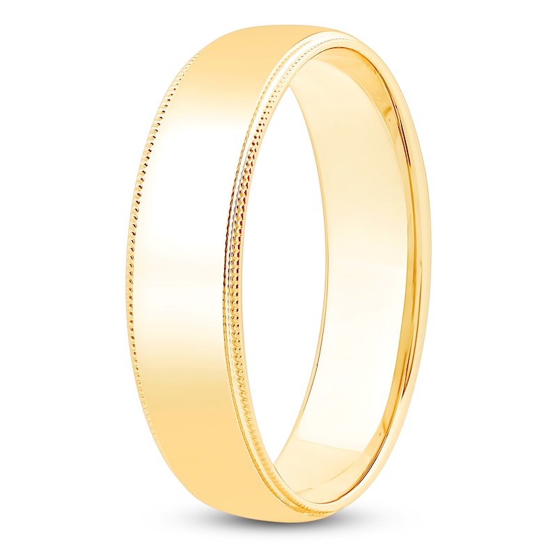 Main Image 2 of Men's Polished Milgrain Wedding Band 14K Yellow Gold 6mm