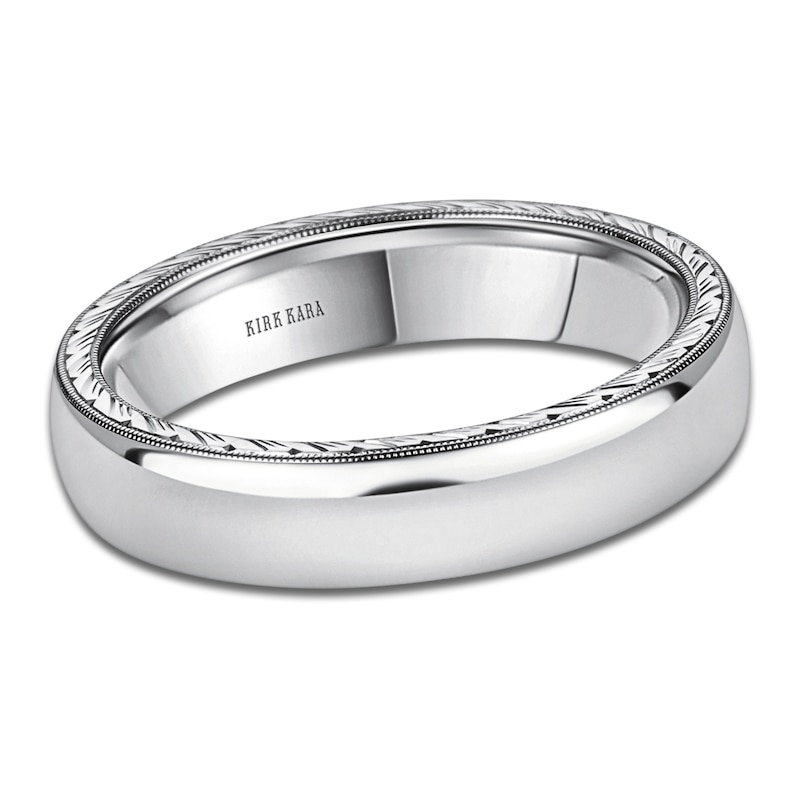 Main Image 1 of Kirk Kara Men's Polished Milgrain Wedding Band Platinum 5mm