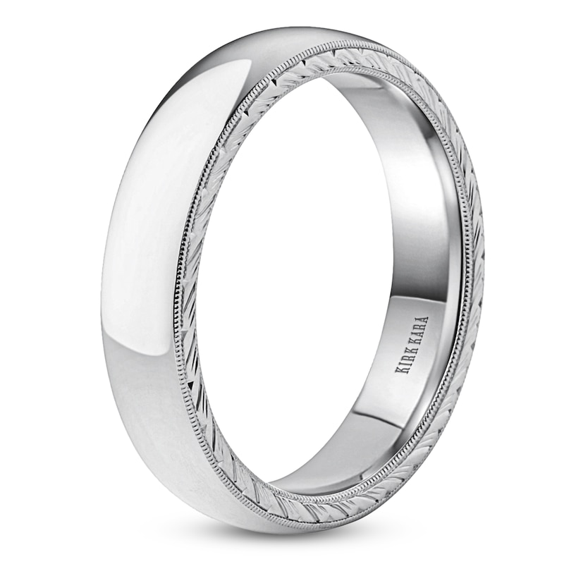 Main Image 2 of Kirk Kara Men's Polished Milgrain Wedding Band Platinum 5mm