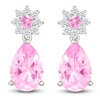 Thumbnail Image 1 of Pink & White Lab-Created Sapphire Flower Dangle Earrings Sterling Silver