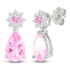 Thumbnail Image 2 of Pink & White Lab-Created Sapphire Flower Dangle Earrings Sterling Silver