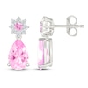 Thumbnail Image 3 of Pink & White Lab-Created Sapphire Flower Dangle Earrings Sterling Silver