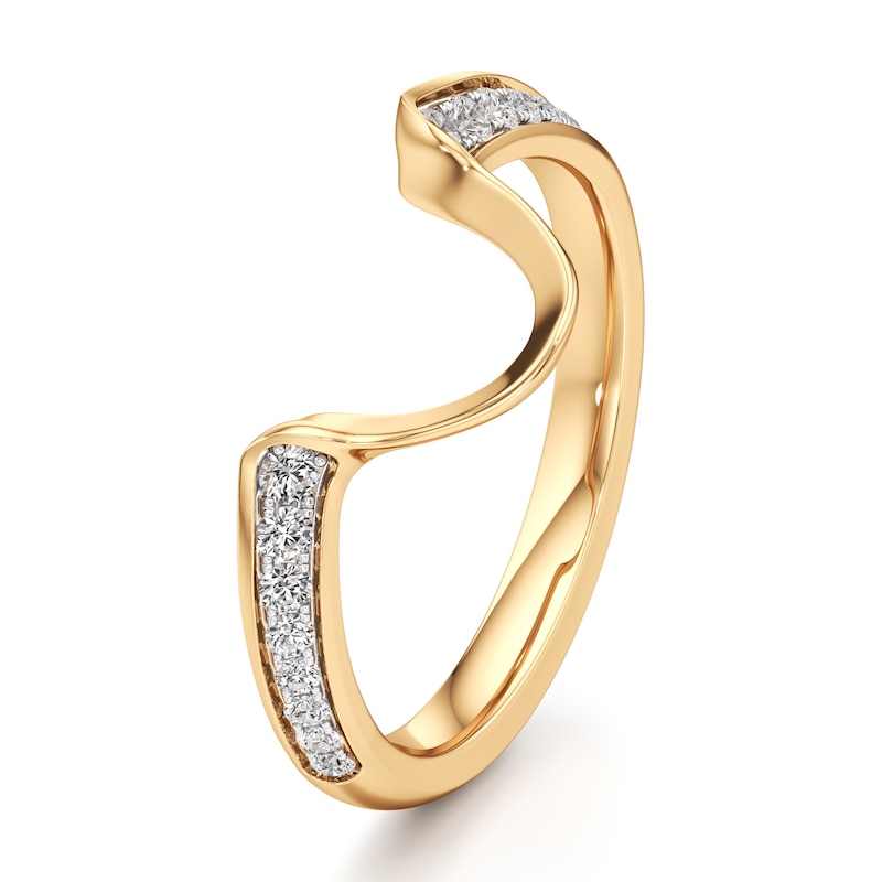 Main Image 4 of J'Lure Lab-Created Diamond Contour Wedding Band 1/5 ct tw 18K Yellow Gold