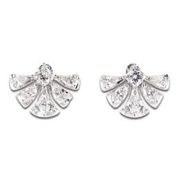 Jared Atelier Pear-Shaped, Princess, Marquise & Round-Cut Art Deco-Inspired Fan Earrings 4-3/8 ct tw 18K White Gold