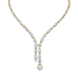 J'Lure Pentagon Brilliant-Cut, Moval Old-Cut & Square Emerald Step-Cut Lab-Created Diamond Y-Drop Necklace 13-1/3 ct tw 14K Yellow Gold 19.5&quot;