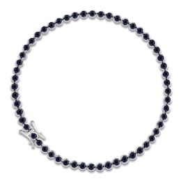 Natural Blue Sapphire Line Bracelet 14K White Gold 7&quot;