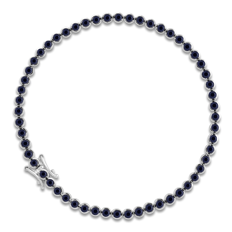 Main Image 1 of Natural Blue Sapphire Line Bracelet 14K White Gold 7&quot;