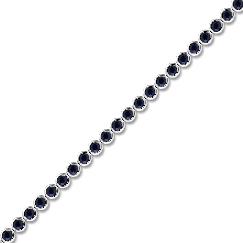 Main Image 2 of Natural Blue Sapphire Line Bracelet 14K White Gold 7&quot;