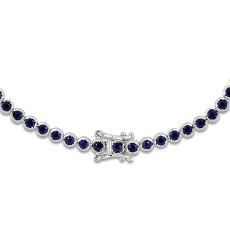 Main Image 3 of Natural Blue Sapphire Line Bracelet 14K White Gold 7&quot;