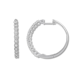 Diamond Hoop Earrings 1 ct tw Round-cut 10K White Gold