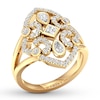 Thumbnail Image 3 of Diamond Ring 3/4 carat tw Princess/Pear-shaped/Round 14K Yellow Gold