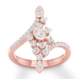 Diamond Ring 5/8 ct tw Pear-shaped/Round 14K Rose Gold