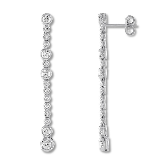 Diamond Drop Earrings 1-1/8 ct tw Round 14K White Gold | Jared