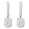 Thumbnail Image 1 of Diamond Dangle Earrings 1 cttw Emerald-cut/Round 14K White Gold