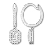 Thumbnail Image 2 of Diamond Dangle Earrings 1 cttw Emerald-cut/Round 14K White Gold