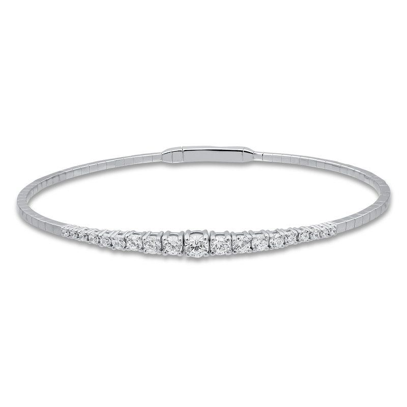 Main Image 1 of Diamond Bangle Bracelet 1 ct tw Round 14K White Gold