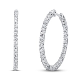 Diamond Hoop Earrings 1 ct tw Round-cut 14K White Gold | Diamond ...