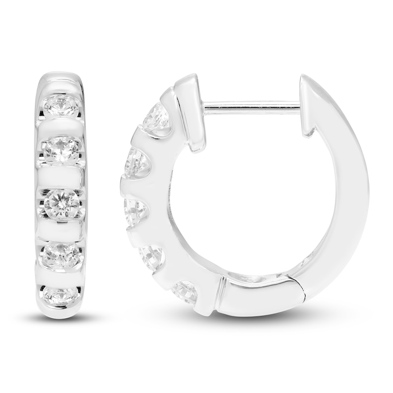 Main Image 1 of Diamond Hoop Earrings 2 ct tw 14K White Gold