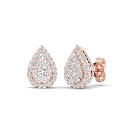 Colorless Diamond Earrings 1 ct tw Round 14K Rose Gold