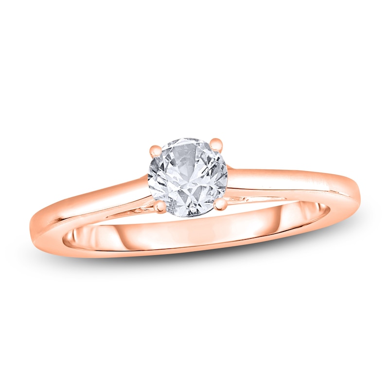 Main Image 1 of Diamond Solitaire Engagement Ring 1/2 ct tw Round 14K Rose Gold (I2/I)