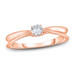 Diamond Solitaire Concave Engagement Ring 1/4 ct tw Round 14K Rose Gold (I2/I)