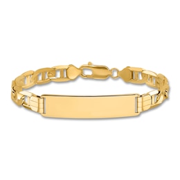 Men's Anchor Link ID Bracelet 14K Yellow Gold 10.0mm 8&quot;
