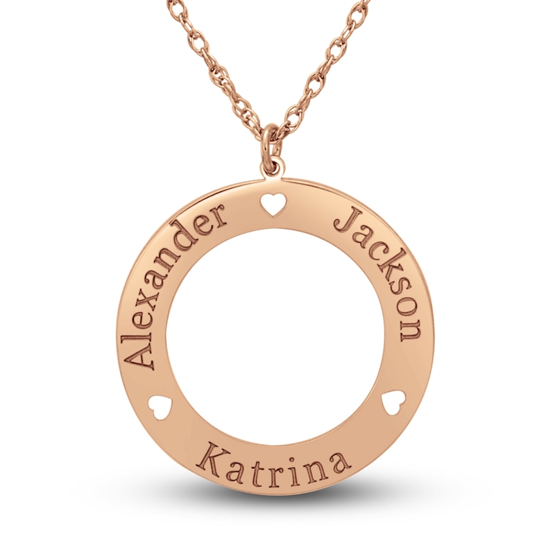 Main Image 1 of Engravable Loop Pendant Necklace Rose Gold-Plated Sterling Silver 24mm 18&quot; Adj.