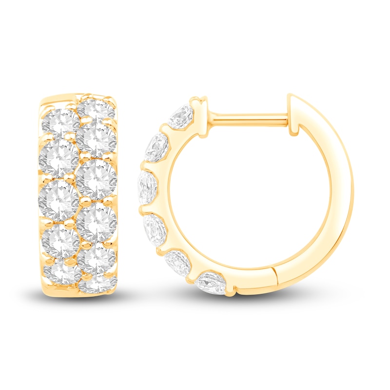 Main Image 2 of Diamond Huggie Earrings 2 ct tw Round 14K Yellow Gold