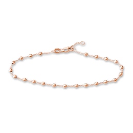 Diamond-Cut Beaded Station Bracelet 14K Rose Gold 7.5&quot; Adj.