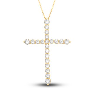 Georgie Two Prong Diamond Cross Necklace 18K Yellow Gold / 1.50 CTW