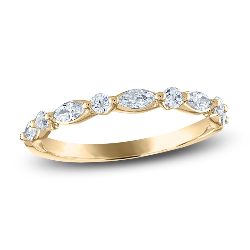 Main Image 1 of Diamond Anniversary Band 1/2 ct tw Marquise/Round 14K Yellow Gold