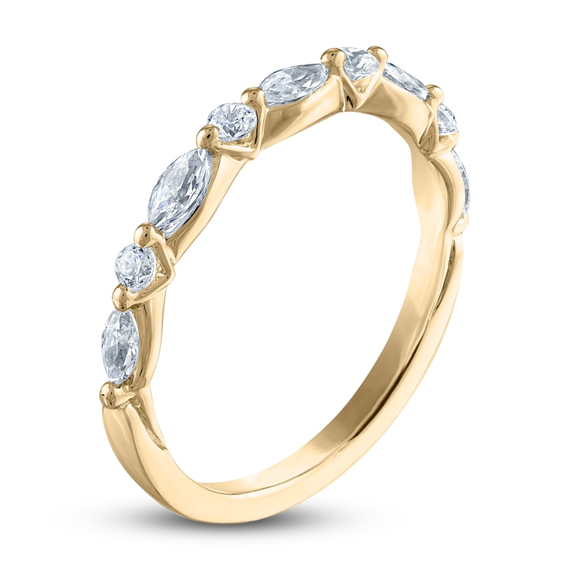 Main Image 2 of Diamond Anniversary Band 1/2 ct tw Marquise/Round 14K Yellow Gold