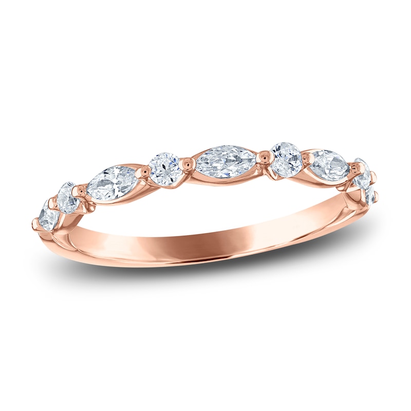 Diamond Anniversary Band 1/2 ct tw Marquise/Round 14K Rose Gold