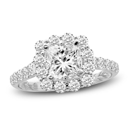 Diamond Engagement Ring 2-1/2 ct tw Cushion/Round 14K White Gold